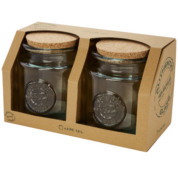 Aire 2-piece 1500 ml recycled glass container set