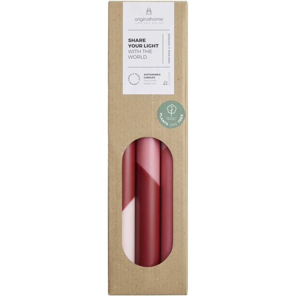 Originalhome Eden diagonal candles - set of 3 - Red