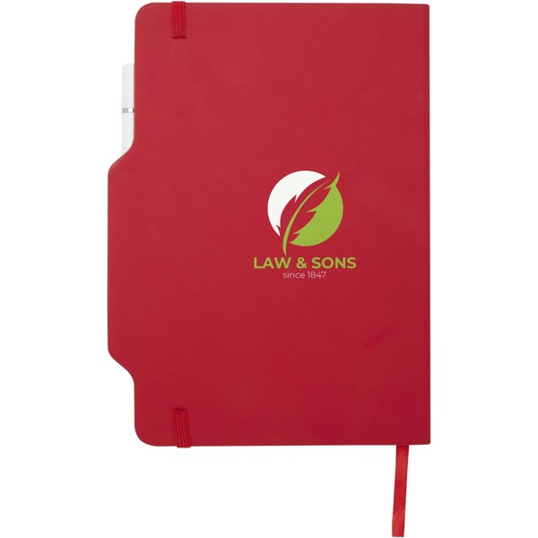 Nexus A5 hard cover notebook with pen and pencil combo (black ink) - Red