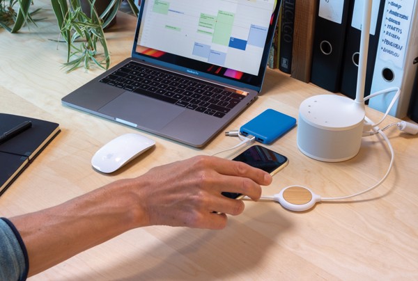 3-in-1 cable with 5W bamboo wireless charger