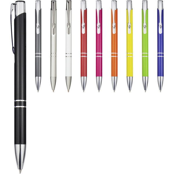 Moneta aluminium click ballpoint pen (blue ink) - White