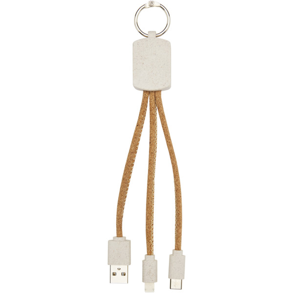Bates wheat straw and cork 3-in-1 charging cable
