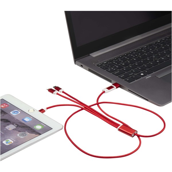 Versatile 5-1 recycled aluminium charging cable - Red