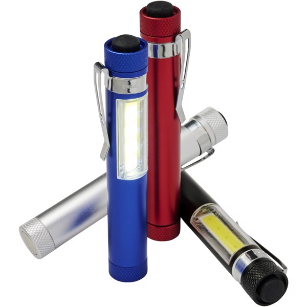 Stix pocket COB light with clip and magnet base - Silver