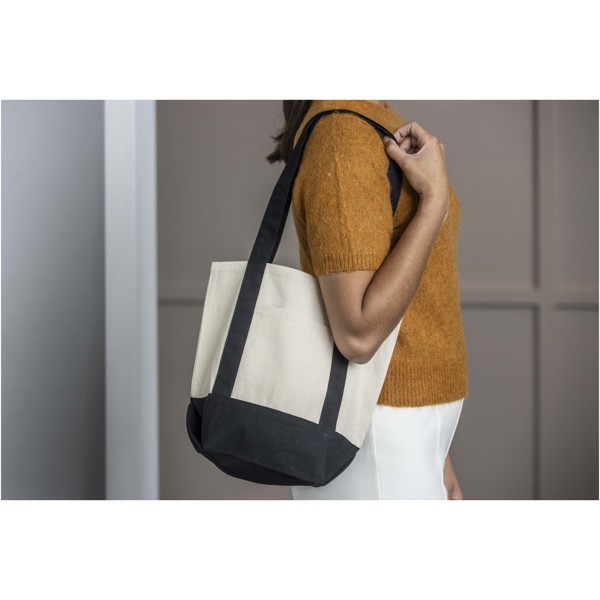 Sam 320 g/m² GRS recycled mini cotton tote bag - Red / Natural
