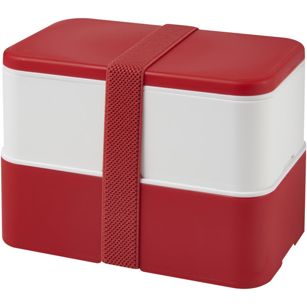 MIYO 700+700 ml double layer lunch box - Red / White / Red