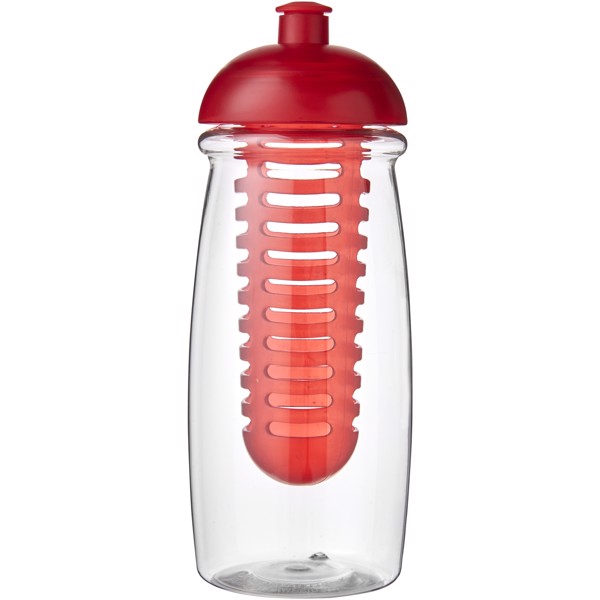 Sportovní láhev s infuzérem a kupolovitýmvíčkem H2O Pulse® 600 ml - Průhledná / Červená s efektem námrazy