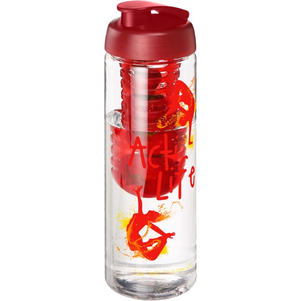 H2O Vibe 850 ml lahev s vyklápěcím víčkem a infuzérem - Průhledná / Červená s efektem námrazy