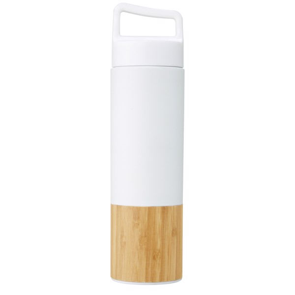 Torne 540 ml copper vacuum insulated stainless steel bottle with bamboo outer wall - White