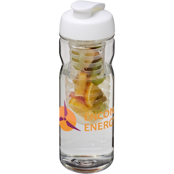 H2O Active® Base Tritan™ Bidón deportivo con Tapa Flip e infusor de 650 ml - Transparente / Blanco