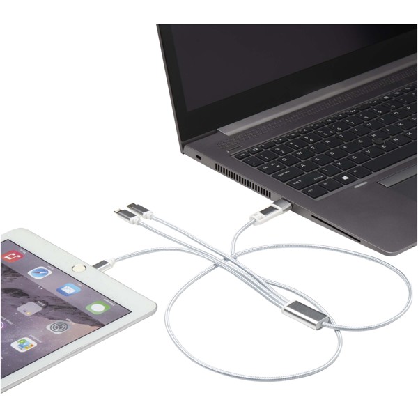 Versatile 5-1 recycled aluminium charging cable - Silver