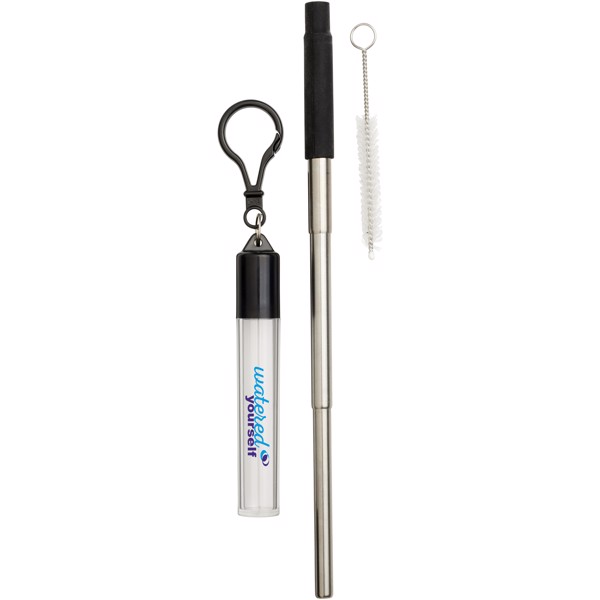 Nerezové brčko Zeya v klíčence, k opakovanému použití - Černá