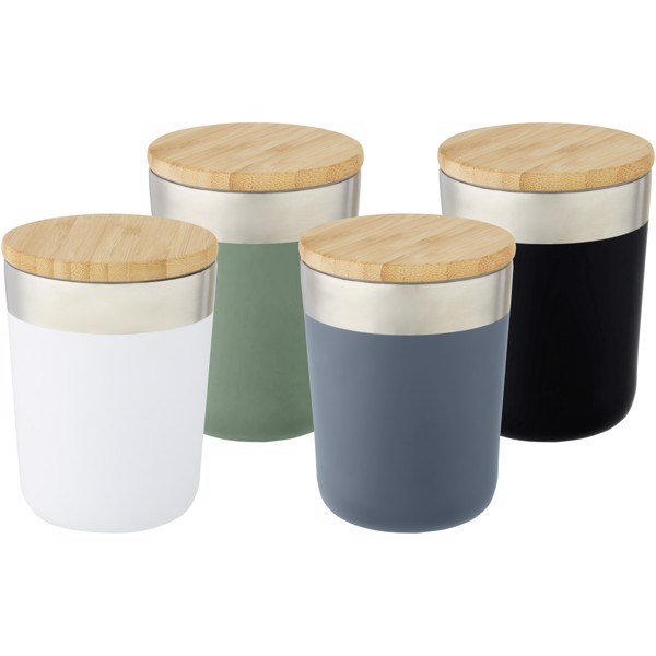 Lagan 330 ml copper vacuum insulated stainless steel tumbler with bamboo lid - White
