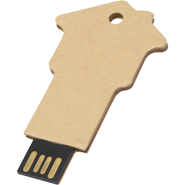 House-shaped recycled paper USB 2.0 - Kraft Brown / 1GB