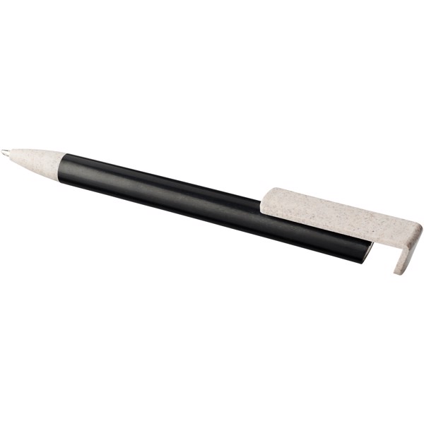 Medan wheat straw ballpoint pen and phone holder - Solid black