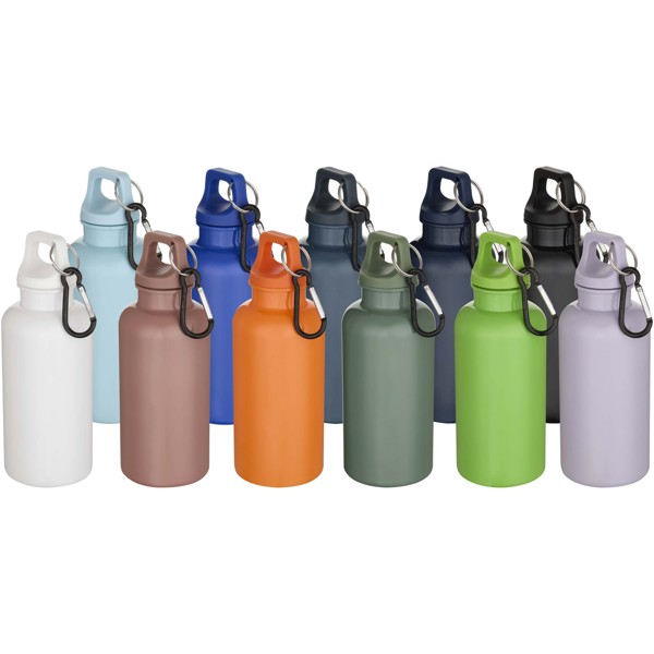 Oregon 400 ml solid colour RCS recycled plastic water bottle with carabiner - White