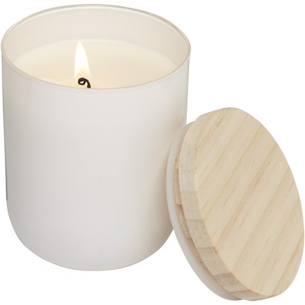Lani candle with wooden lid - White