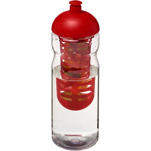 Sportovní láhev s infuzérema kupolovitýmvíčkem H2O Base® 650 ml - Průhledná / Červená s efektem námrazy
