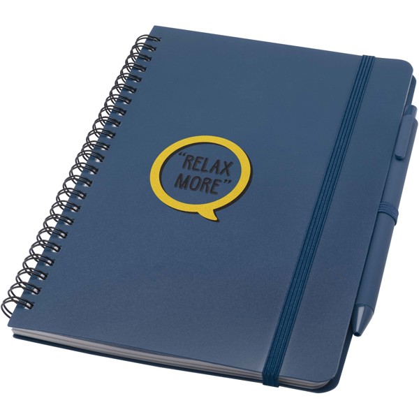 Thalaasa A5 ocean-bound hard cover notebook with ballpoint pen (black ink) - Ocean Blue