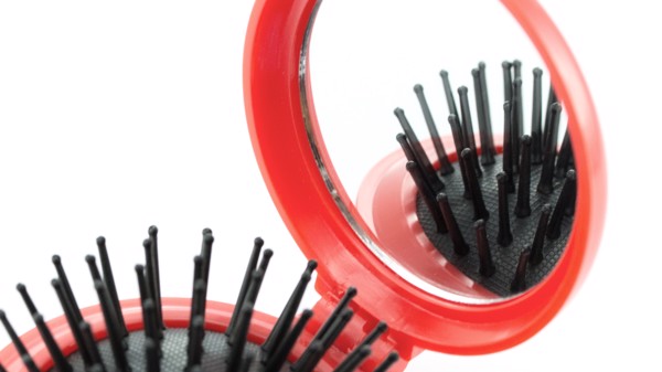 Hairbrush with Mirror Glance - White