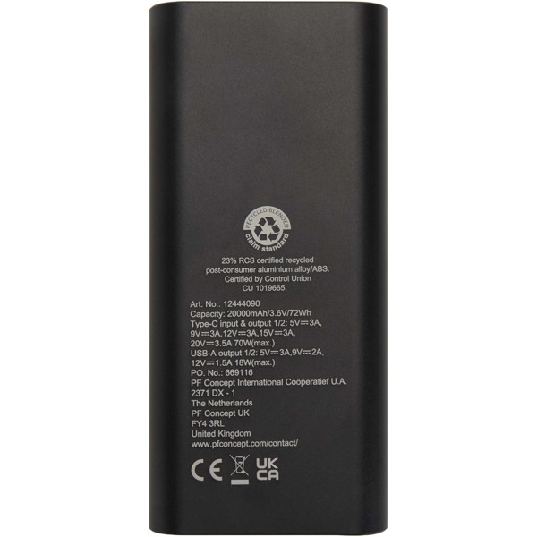 Acamar 20.000 mAh 70W recycled aluminium laptop power bank