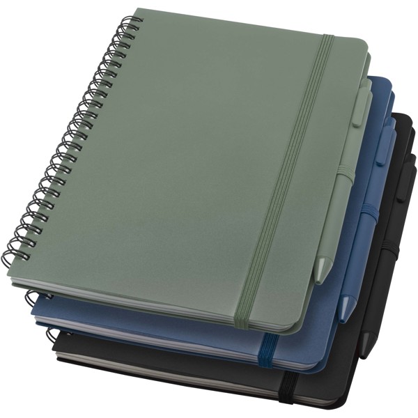 Thalaasa A5 ocean-bound hard cover notebook with ballpoint pen (black ink) - Ocean Blue