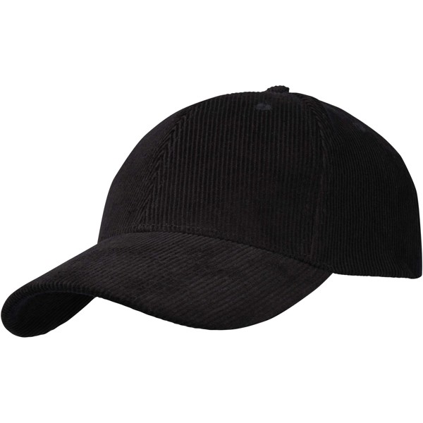 Hutton 6 panel recycled corduroy cap - Black