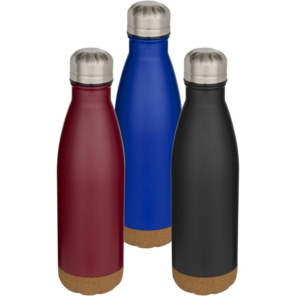 Cove 500 ml double wall vacuum insulated stainless steel water bottle with cork details - Red
