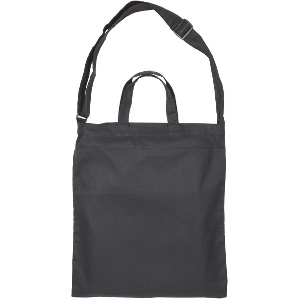 Verona 100 g/m² dual carry cotton tote bag - Solid black