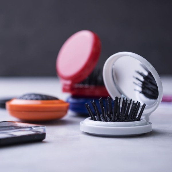 Hairbrush with Mirror Glance - White