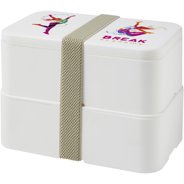 MIYO 700+700 ml double layer lunch box - White / White / Pebble Grey