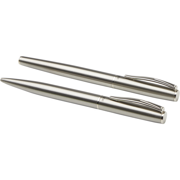 Didimis recycled stainless steel ballpoint and rollerball pen set (black ink)
