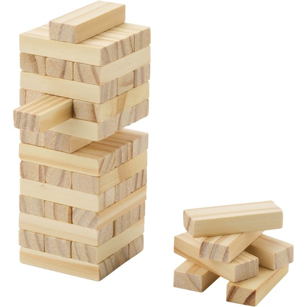 Jumble wooden toppling tower game