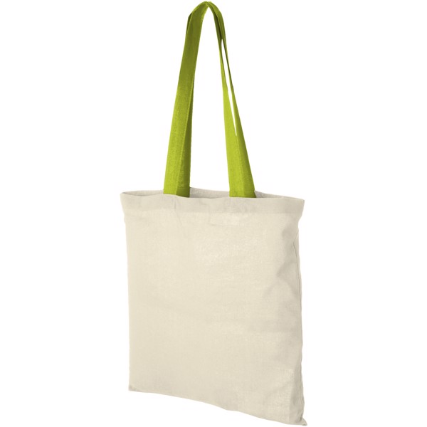 Nevada 100 g/m² cotton tote bag coloured handles 7L - Natural / Lime