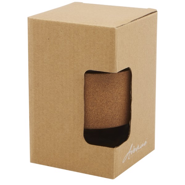 Lidan 360 ml borosilicate glass tumbler with cork grip and silicone lid - White