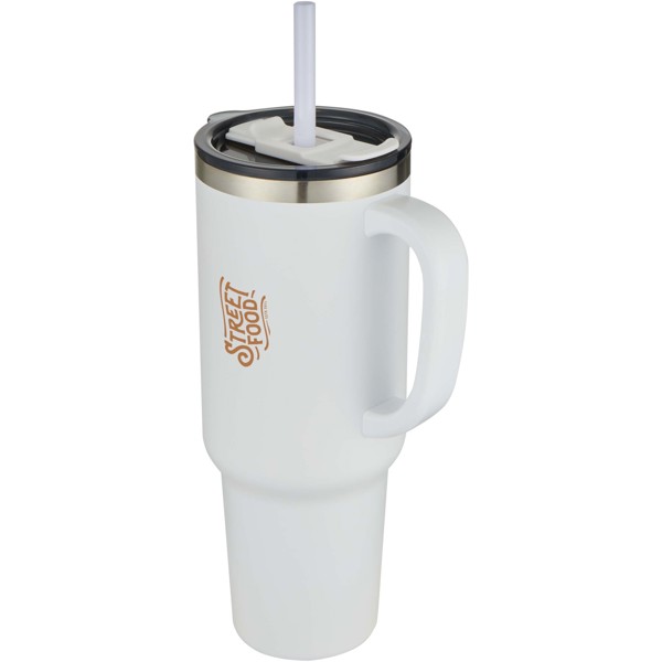 Sydney 1200 ml double wall RCS certified copper vacuum insulated tumbler with straw - White