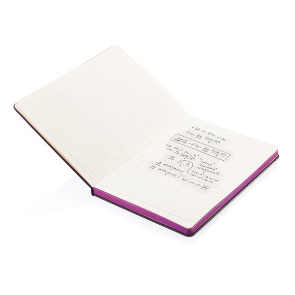 Deluxe hardcover A5 notebook with coloured side - Purple / Black