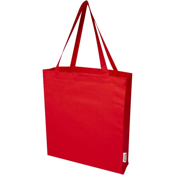 Madras 140 g/m² GRS recycled cotton gusset tote bag 12L - Red