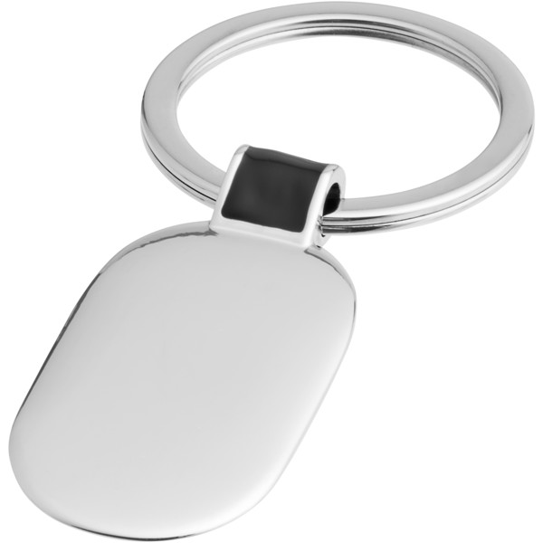 Barto oval keychain - Solid black / Silver