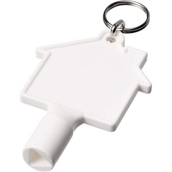 Maximilian house-shaped meterbox key with keychain - White