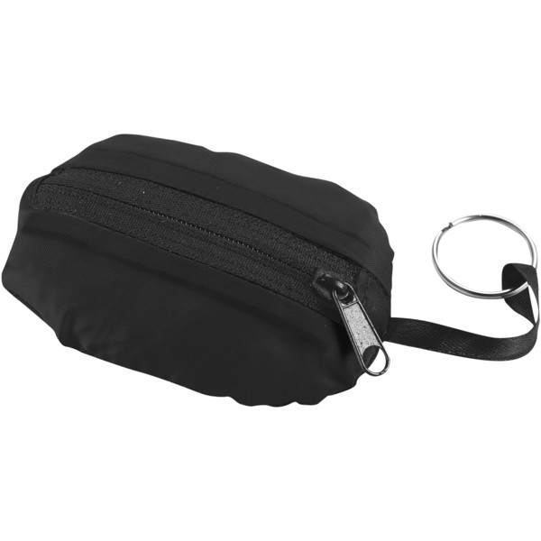 Take-away foldable shopping tote bag with keychain - Solid black