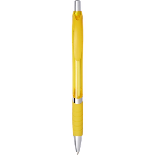 Turbo translucent ballpoint pen with rubber grip - Yellow
