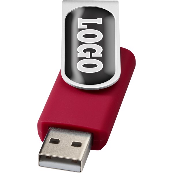 USB disk Rotate-doming, 4 GB - Červená s efektem námrazy / Stříbrný
