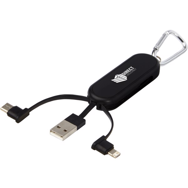 Cable de carga doble con mosquetón y retroiluminado por láser "Gleam"