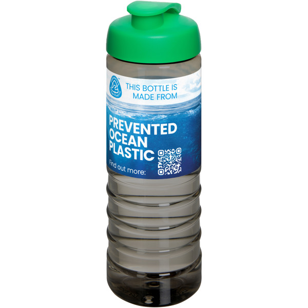 H2O Active® Eco Treble 750 ml flip lid sport bottle - Charcoal / Green