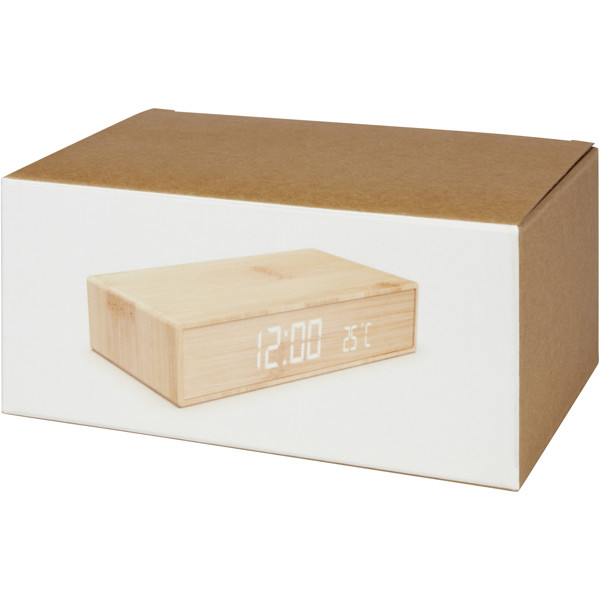 Minata bamboo wireless charger with clock