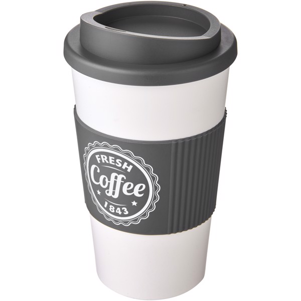 Americano® Vaso térmico de 350 ml con agarradera - Blanco / Gris