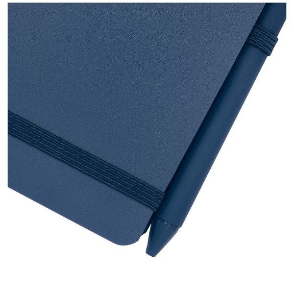 Thalaasa A6 hard cover ocean-bound notebook with ballpoint pen (black ink) - Ocean Blue