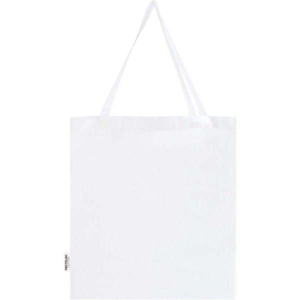 Madras 140 g/m² GRS recycled cotton gusset tote bag 12L - White