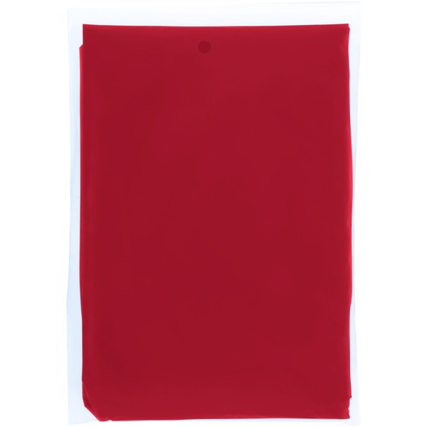 Ziva disposable rain poncho with storage pouch - Red